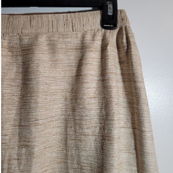 Vntg 80s ivory taupe gold textured midi skirt 6 modest old money quietlux career - Picture 3 of 8